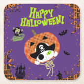 Skelettkatze Rechteckiger Pappuntersetzer (Vorderseite)