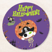 Skelettkatze Runder Pappuntersetzer (Vorderseite)