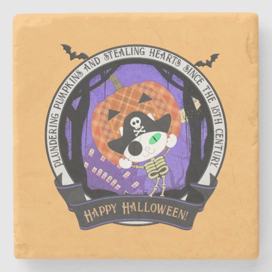 Skelettkatze Steinuntersetzer (Vorderseite)