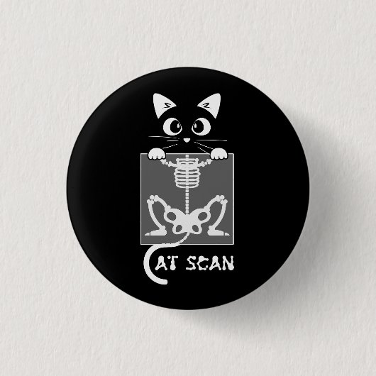 Skelettkatzenscans Ct Scaning Funny X Ray Pub Meme Button (Vorderseite)