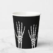 Skelettknochen auf schwarzem Halloween Pappbecher (Links)