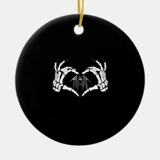 Skelettknochen-Herz-Hände Keramik Ornament (Vorne)