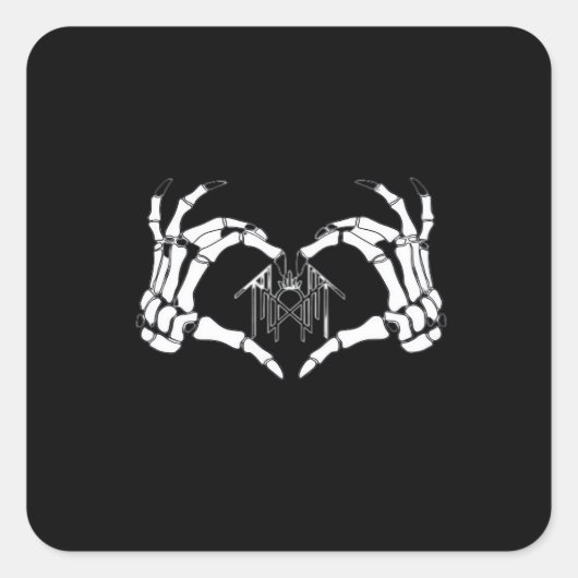 Skelettknochen-Herz-Hände Quadratischer Aufkleber (Vorderseite)