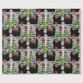 Skelettknochen Ribcage Blutplättchen Halloween Geschenkpapier (Flach)