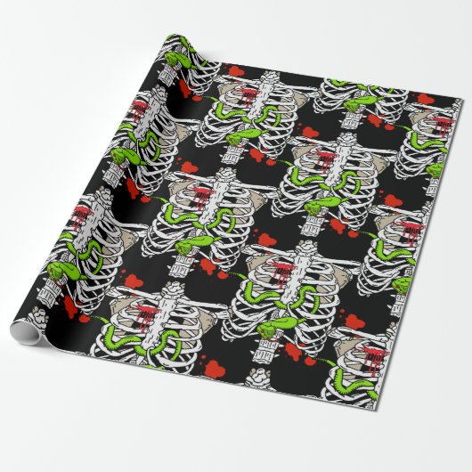 Skelettknochen Ribcage Blutplättchen Halloween Geschenkpapier (Ungerollt)
