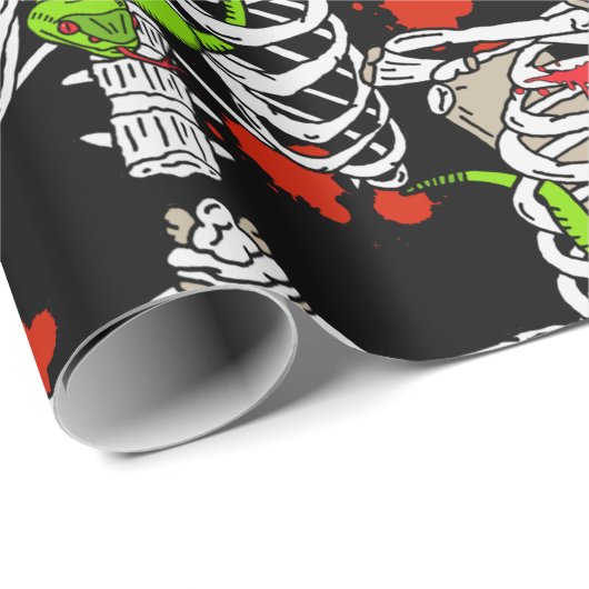 Skelettknochen Ribcage Blutplättchen Halloween Geschenkpapier (Rolleneckpunkt)