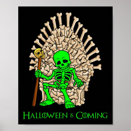 Skelettknochen Throne Halloween Poster (Vorne)