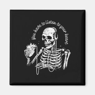 Skelettkopfhörer Herz-Gotische Musik Halloween S Magnet