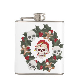 Skelettkranz auf einer Vinyl-Wrapped Flask Flachmann
