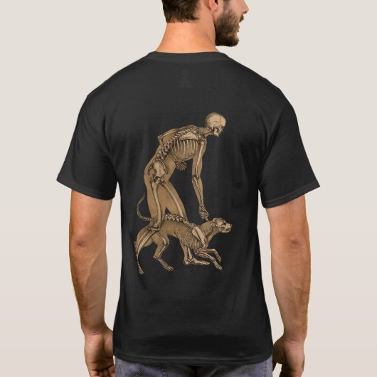 Skelettkunst Mensch und Hund Anatomie menschlicher T-Shirt (Rückseite)