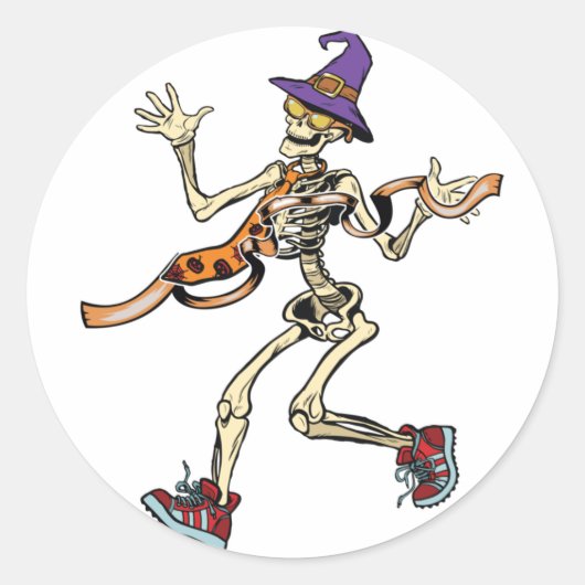Skelettlauf Halloween Funny Runners Sport Runder Aufkleber (Vorderseite)