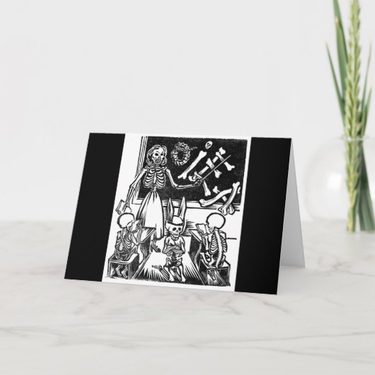 Skelettlehrer und Schüler "Tag der Toten" Karte (Vorderseite)