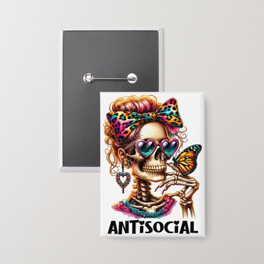 Skelettmaus Button (Vorderseite/Rückseite)