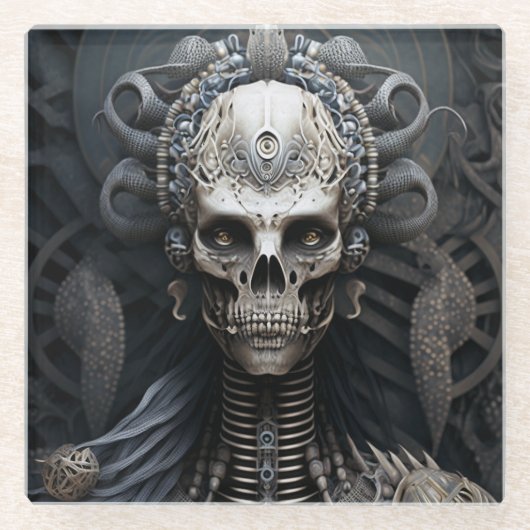 Skelettmonster Skeleton Horror Glass Untersetzer (Vorderseite)