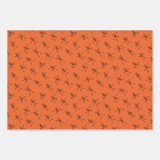 Skelettmuster Personalisiertes Halloween Geschenkpapier Set (Vorderseite 3)