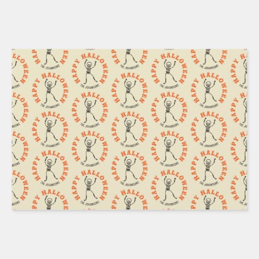 Skelettmuster Personalisiertes Halloween Geschenkpapier Set (Vorderseite 2)