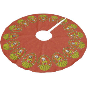 Skelettmutter mit Herz Polyester Weihnachtsbaumdecke