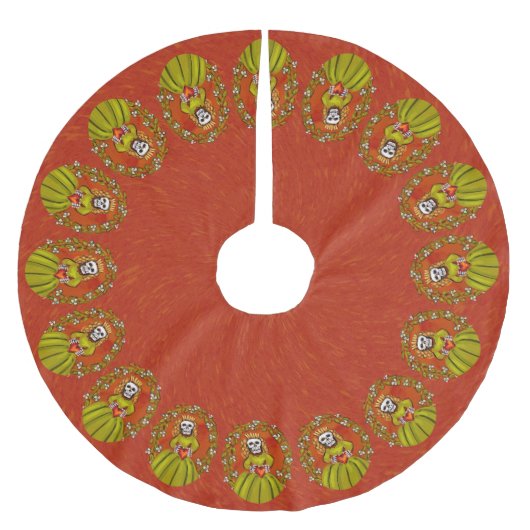 Skelettmutter mit Herz Polyester Weihnachtsbaumdecke (Vorderseite)