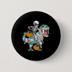 Skeletto Riding Dinosaur T Rex Spaß Kinder Jungen Button