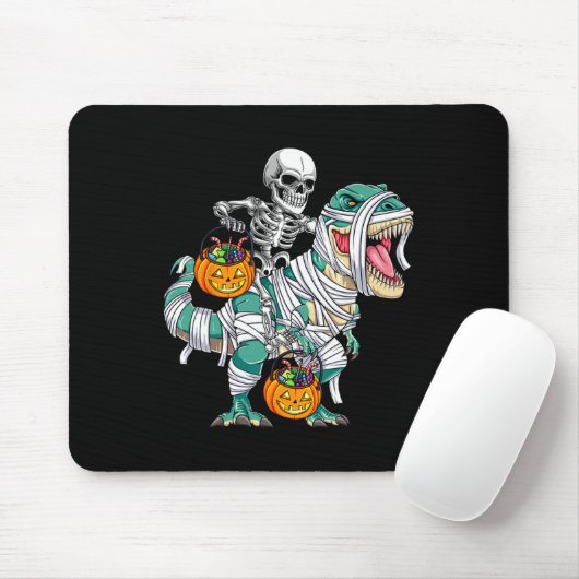 Skeletto Riding Dinosaur T Rex Spaß Kinder Jungen Mousepad (Mit Mouse)