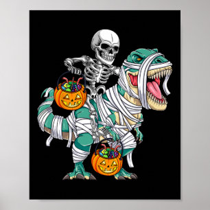 Skeletto Riding Dinosaur T Rex Spaß Kinder Jungen Poster