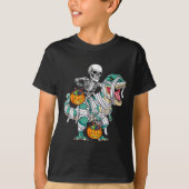 Skeletto Riding Dinosaur T Rex Spaß Kinder Jungen  T-Shirt (Vorderseite)