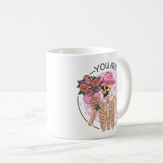 Skeletton-Blume Sie sind genug Valentine Retro Kaffeetasse (VorderseiteRechts)