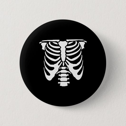 Skeletton Brustkorbknochen Halloween Röntgen Button (Vorderseite)