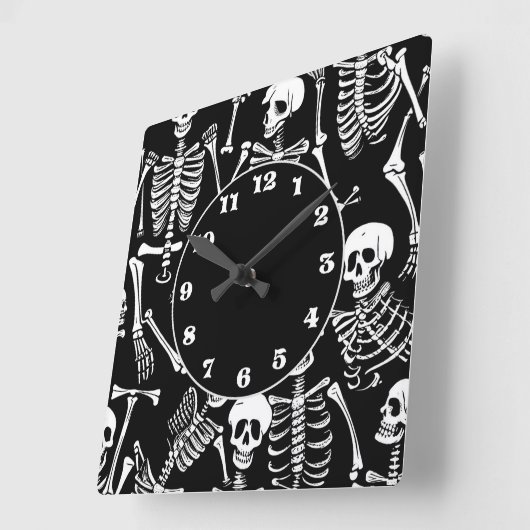 Skeletton-Crew Quadratische Wanduhr (Winkel)