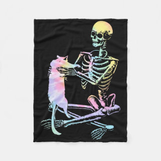 Skeletton, das ein katzenarmes Halloween-Kostümpro Fleecedecke