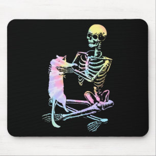 Skeletton, das ein katzenarmes Halloween-Kostümpro Mousepad