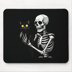 Skeletton, das eine Katze Niedliches Schwarzes Kat Mousepad