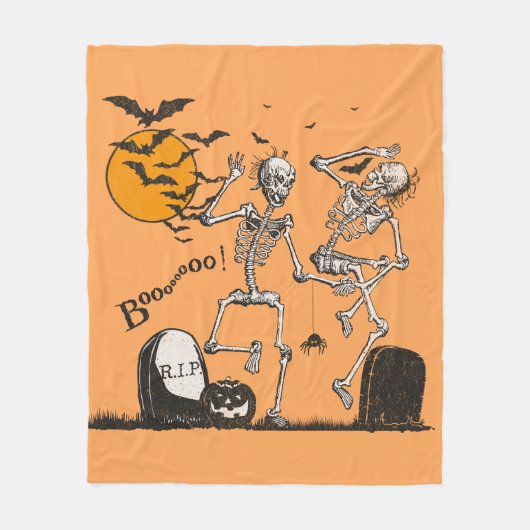 Skeletton-Halloween-Party Fleecedecke (Vorderseite)