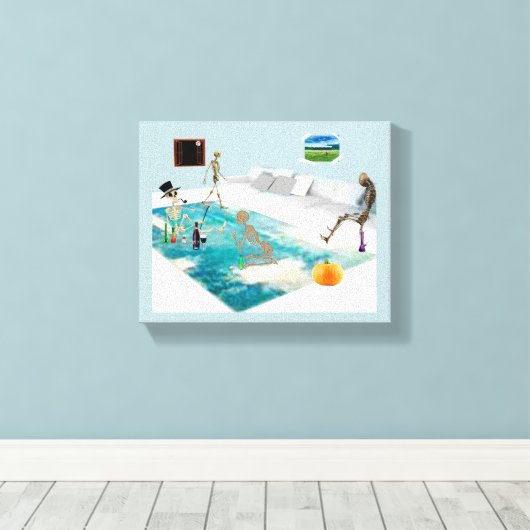 Skeletton-Halloween-Party Leinwanddruck (Insitu (Holzboden))