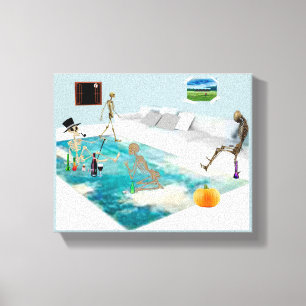 Skeletton-Halloween-Party Leinwanddruck