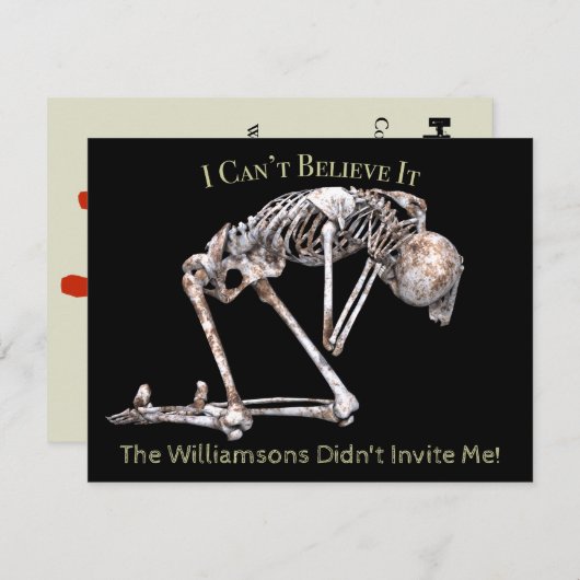 Skeletton-Halloween-Party mit blutigem Text Einladung (Vorne/Hinten)