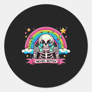 Skeletton Halloween-Shirts Nie besser Schädelhals Runder Aufkleber