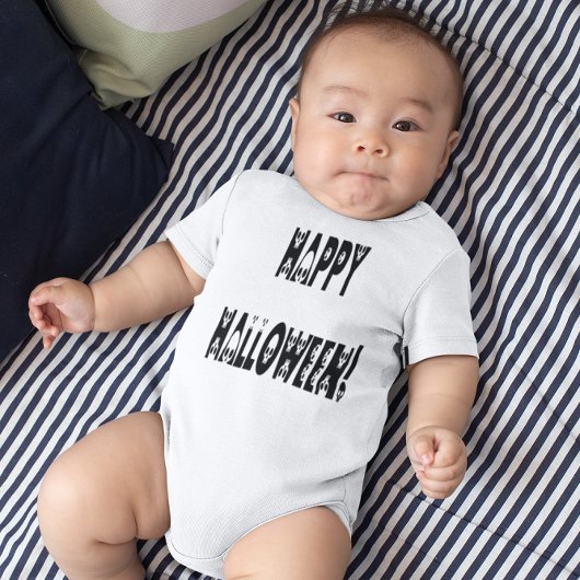 Skeletton Halloween-Text Baby Strampler
