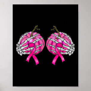 Skeletton Hand Brust Pumpkin Brustkrebs Hallowage Poster