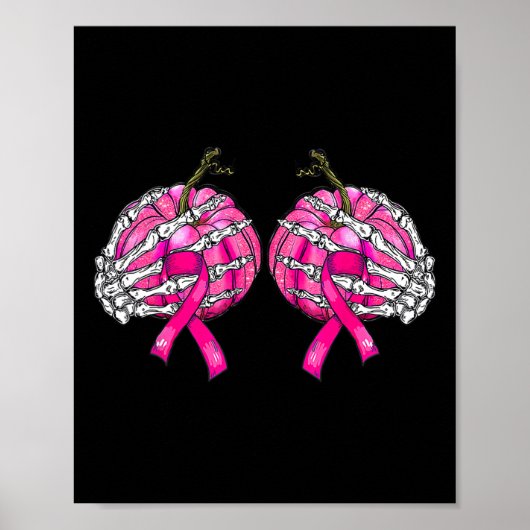 Skeletton Hand Brust Pumpkin Brustkrebs Hallowage Poster (Vorne)