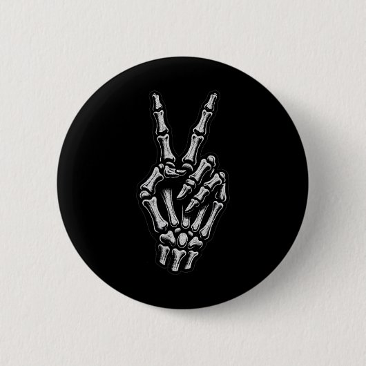 Skeletton Hand Friedenszeichen 1 Button (Vorderseite)