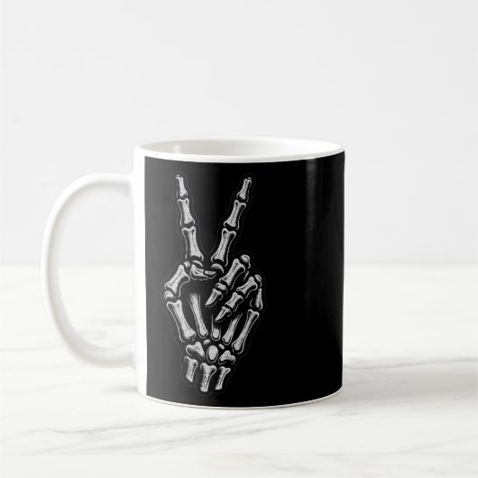 Skeletton Hand Friedenszeichen 1 Kaffeetasse (Links)