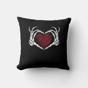 Skeletton Hand Herz Sign Costume Trending Hallowee Kissen