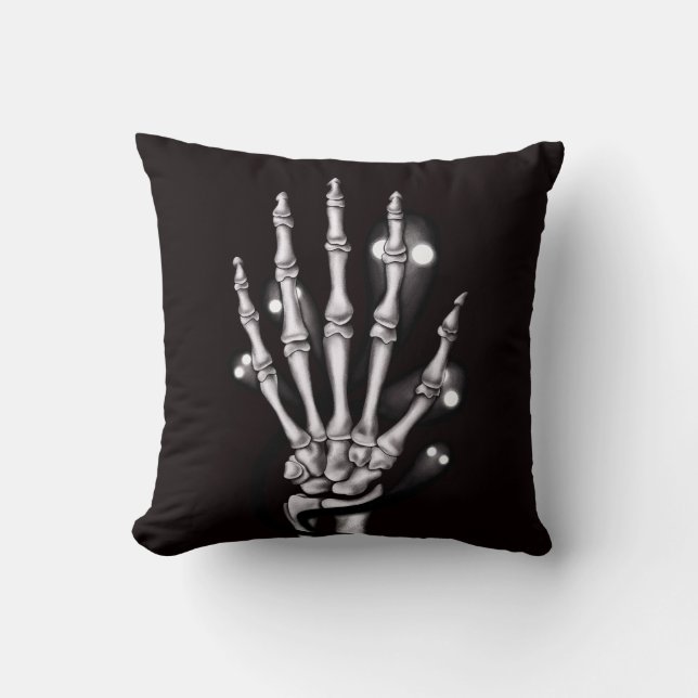 Skeletton Hand Spooky Goth Anatomie Kissen (Vorderseite)