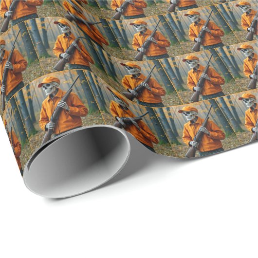 Skeletton Hirschjäger, der ein Gewehr trägt Geschenkpapier (Rolleneckpunkt)