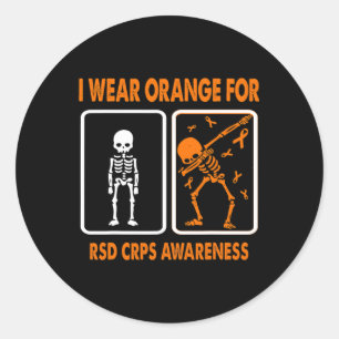 Skeletton Ich trage Orange für RSD Crps Bewusstsei Runder Aufkleber