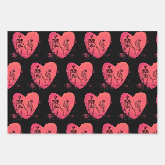 Skeletton-Liebe Geschenkpapier Set (Vorderseite)