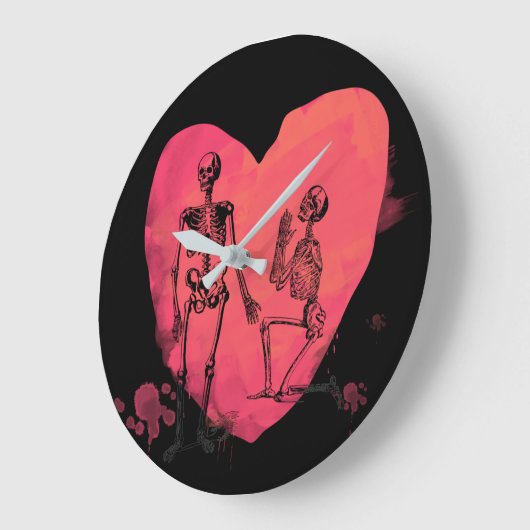 Skeletton-Liebe Große Wanduhr (Winkel)