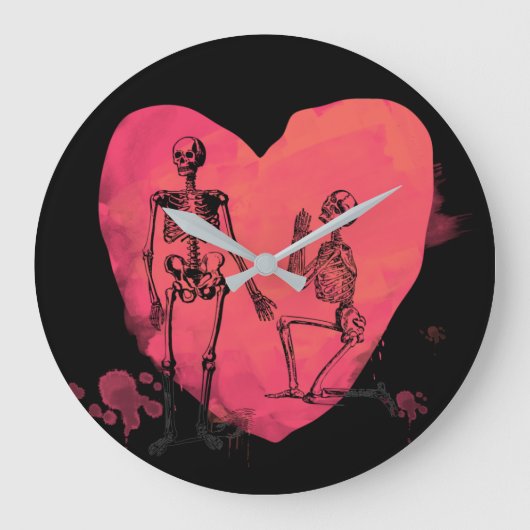 Skeletton-Liebe Große Wanduhr (Vorderseite)