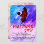 Skeletton Lila Halloween Wasserfarben Kunst Einladung (Vorne/Hinten)